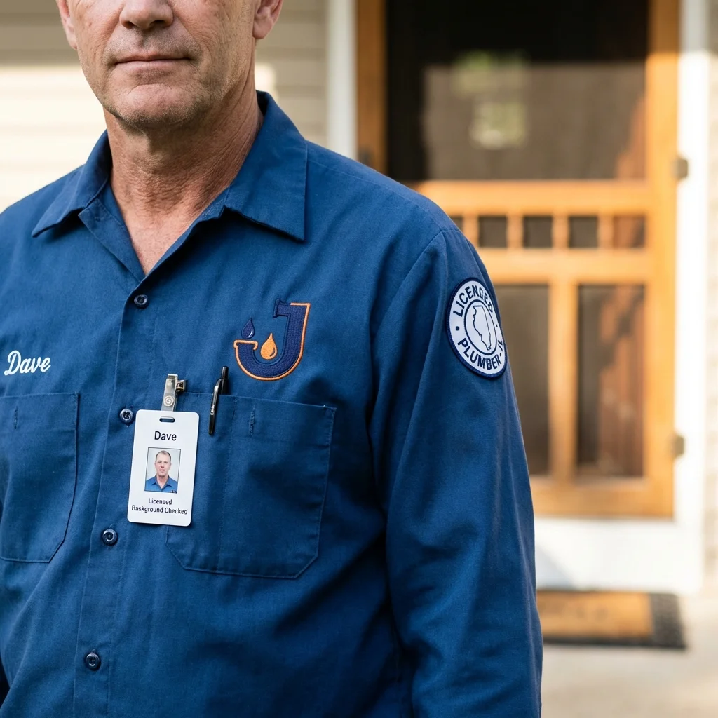 Licensed plumber showing ID badge in Lake in the Hills, IL