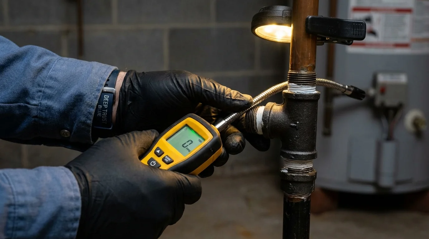 Gas leak detection with electronic sniffer by Johns Plumbing LLC in Lake in the Hills