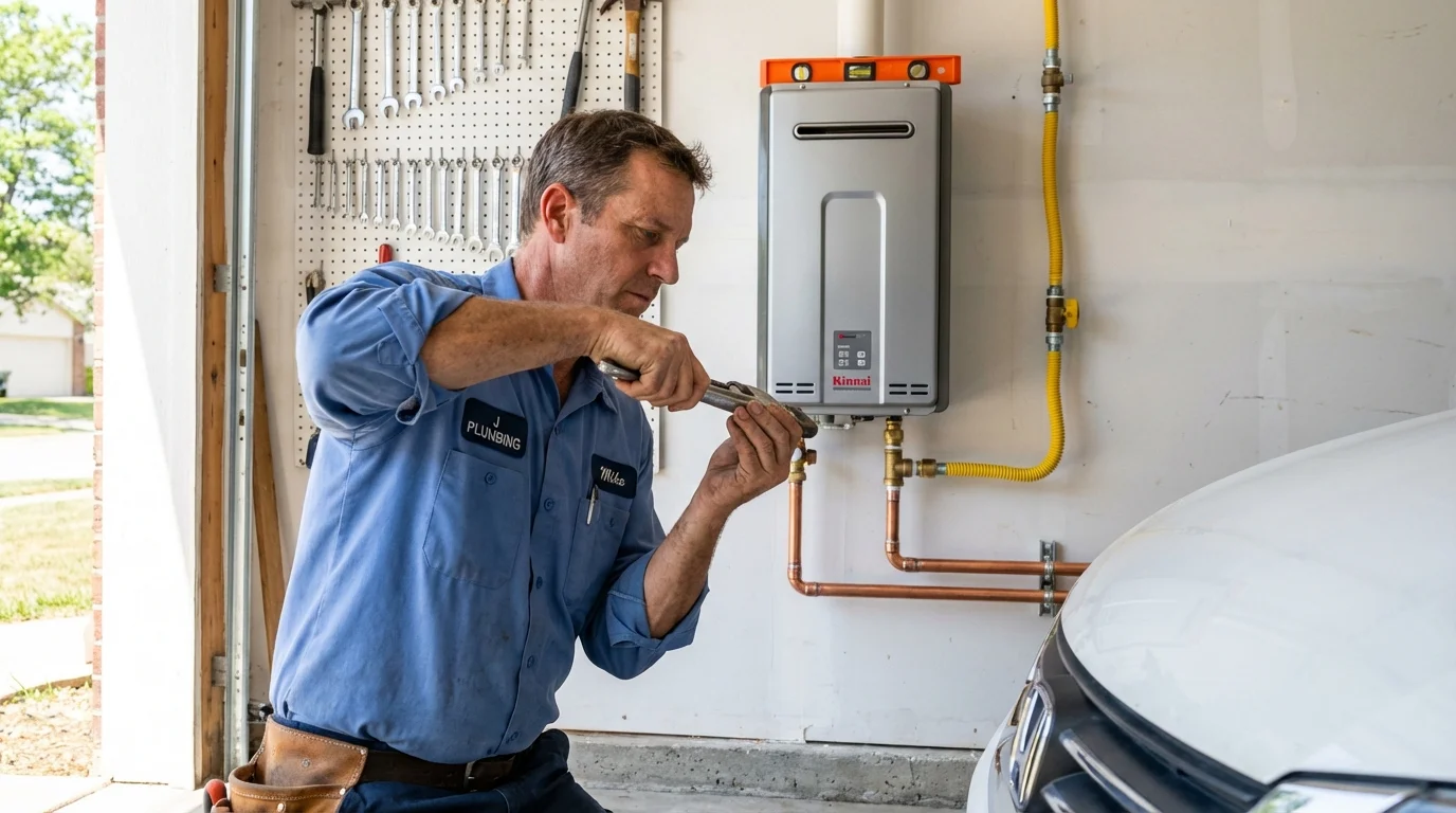 Tankless water heater installation by a Johns Plumbing LLC plumber in Lake in the Hills